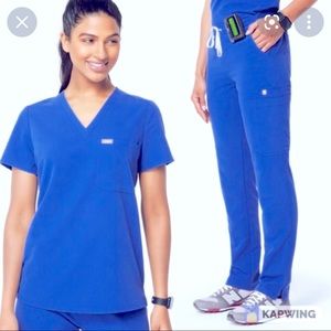 FIGS royal blue set Catarina Small Top and Yola Small Tall bottom